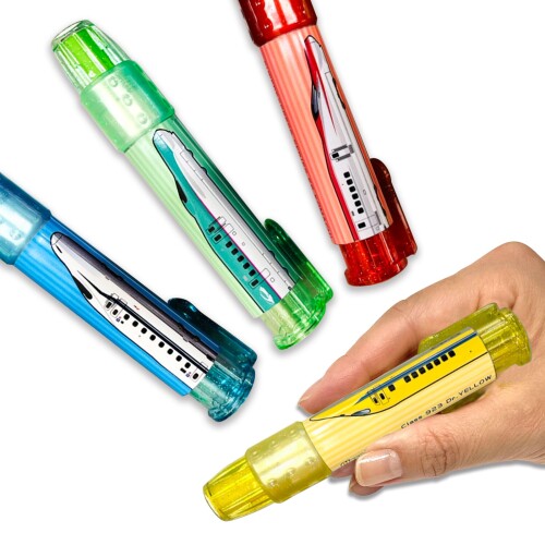 しんかんせん消しゴム4個セット ノック式 消しゴム 新幹線 電車 Dr.イエロー N700S E5系 E6系 キッズ (..