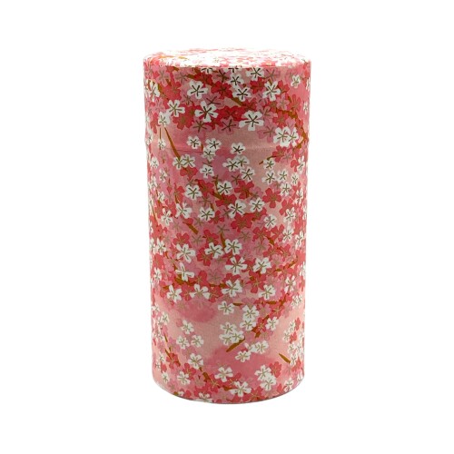 野口熊太郎茶園 茶筒 茶缶 大容量 200g 友禅和紙貼 中蓋付き 桜 ピンク 日本製 おしゃれ