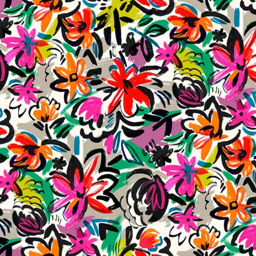 nora. DC1003-A 大花柄 シーチング 生地 手芸用 マルチカラー (生地巾110cm×50cm)