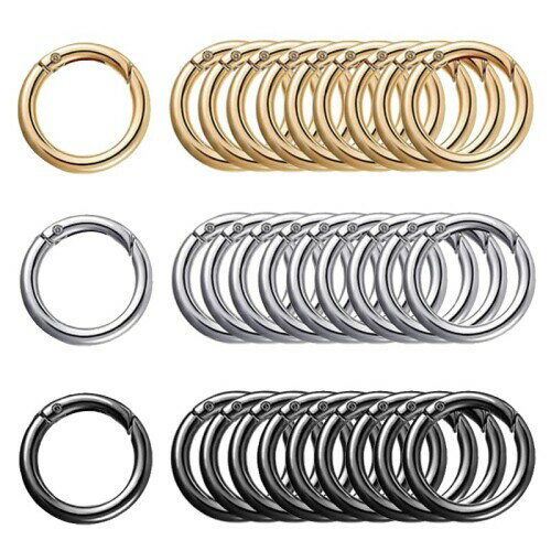 30個 丸型 カラビナ キーホルダー キーリング, BetterJonny 外径20mm 亜鉛合金 リング カラビナスプリング式 回転フック キーホルダーパーツ ハンドメイド アクセサリーパーツ 軽量 耐久性 取