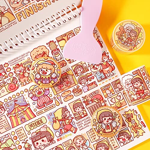 Alideco 1個 マスキングテープ 和紙テープ かわいい女の子 小さな餅 グリーン リリースステッカー 粘着 テープ DIY おしゃれ マステ シール (P...