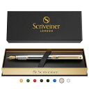 Scriveiner 最高級 プレミアム 万年筆 (シルバー) 魅力的な美しさ 24K金仕上げ Schmidt 18K金メッキペン先(細)男性にも女性にも最適 ...