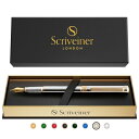 Scriveiner 最高級 プレミアム 万年筆 (黒) 魅力的な美しさ 24K金仕上げ Schmidt 18K金メッキペン先(ミディアム) 男性にも女性にも最...