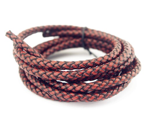 Glory Qin 2ヤード ラウンド 折りたたみ ボロ 編組 本革 コード ブレスレットとジュエリー用5mmアンティーク ブラウン