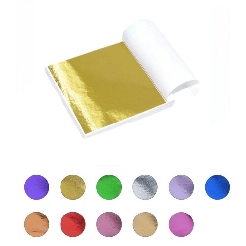 Polemera 金箔 ヘア用 髪飾り 成人式 金粉 8x8.5cm 100枚 模造金箔 金箔ヘア用 銀箔 髪用 髪飾り フレーク ヘアメイク ヘアアレンジ 成人式 結婚式 卒業式 七五三 ジェルネイル セルフネイル DIY