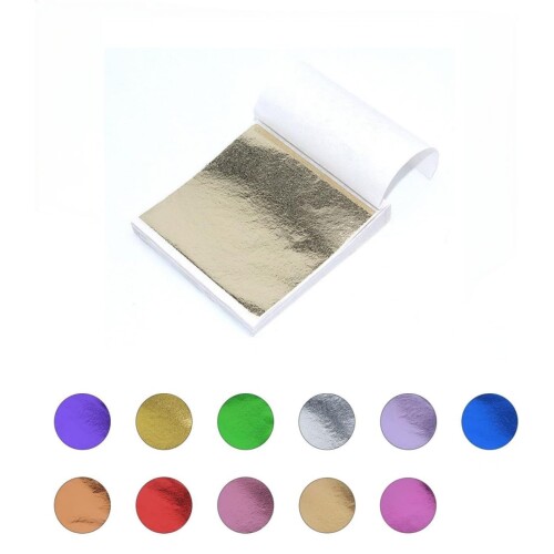 Polemera 金箔 ヘア用 髪飾り 成人式 金粉 8x8.5cm 100枚 模造金箔 金箔ヘア用 銀箔 髪用 髪飾り フレーク ヘアメイク ヘアアレンジ 成人式 結婚式 卒業式 七五三 ジェルネイル セルフネイル DIY