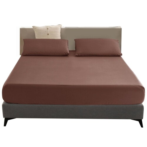 Treeflyheart ボックスシーツ キング・ブラウン 吸水速乾 シーツ ベッドカバー 180x200cmのサイズ 着脱簡単 マチ30cm ポリエステル 抗菌・防臭