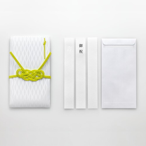 印刷加工実験室 祝儀袋 SAWARIGAMI iwai 若菜 (本体：立涌柄) 18.5cm × 10.5cm