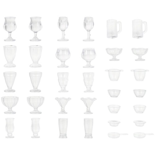 COHEALI グラス模型 ミニチュア ドールハウス 51個 ミニチュアカップ ミニチュアプラスチックカップ ミニチュア食器 モデル 置物 装飾用 箱庭用 かわいい DIY 飾り付け インテリア