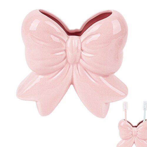 BIIANGE かわいい歯ブラシホルダー、セラミックボウ歯ブラシホルダー、排水穴付きバスルームカウンタートップアクセサリー、バスルームキャニスター収納オーガナイザー、化粧オーガ