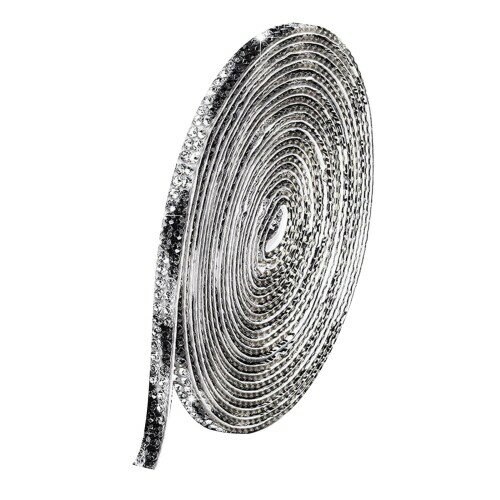 ラインストーンテープ 自粘着 キラキラ デコシール 幅4.5mm 2列 ゼブラ柄 長さ90cm DIY用 多列 幅4.5mm〜18mm NANDELMO ND-0180-R04-ZEB-4.5mm-2L