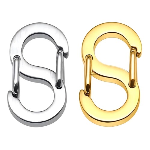 ネックレス 留め具 留め具 接続パーツ キーホルダー 金具 カラビナ 小型 s字 脱着式簡単装着 ハンドメイド DIY材料 DIY用品シルバー 金 2個 6mmX4mm