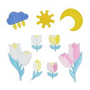 ワッペン アイロン刺繍 MUNCVY アップリケ DIY服 チューリップ 花 月 日 曇 モチーフ カワイイ 装飾 男の子 女の子 保育園 幼稚園 パッチ 補修 9枚セット 衣類 浴衣 手袋 手帳 飾り