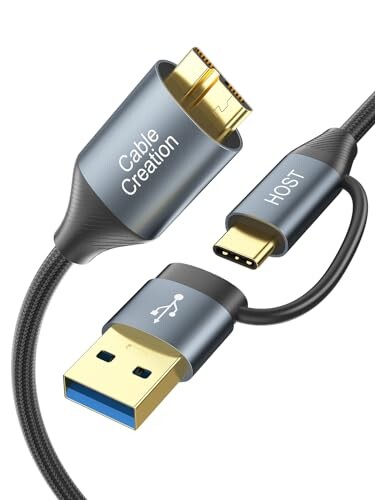 2-in-1 USB3.0+USB3.0 CM to Micro-B CableP[u,CableCreation USB Cn[hhCoϊP[u0.3M/ґg݃ubN