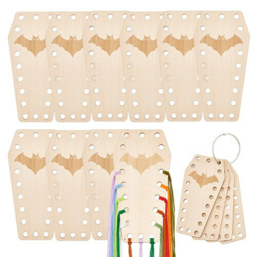 OLYCRAFT 10個 木製スレッドカード 18穴ヒンジリング刺繍ボビン バットウッドクロスステッチスレッドボ..