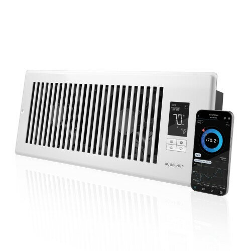 AC Infinity AIRTAP T4 サーモスタット制御付き 静音 レジスター ブースターファン 加熱 冷却 AC ベン..