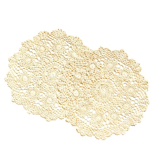 milkcat 手編みラウンドレース 生成40cm 2枚 アフタヌーンティー レトロ ランチョンマット カフェカー..