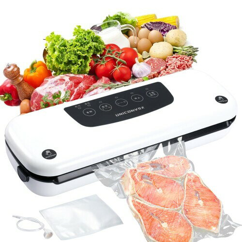 UNICOMVSX 真空パック機 多機能 フードシーラー 60kPa強力吸引 自動真空シーラー機 乾湿両用/外部脱気/..