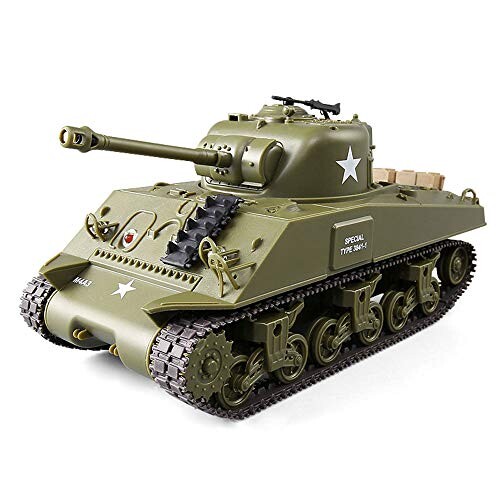 HJKLMM 戦車 ラジコン2.4GhzリモコンアメリカのシャーマンM4A3 /パーシングM26中戦車1/30スケールモデル、シミュレーションサウンド/アクション、赤外線バトル (M4A3)