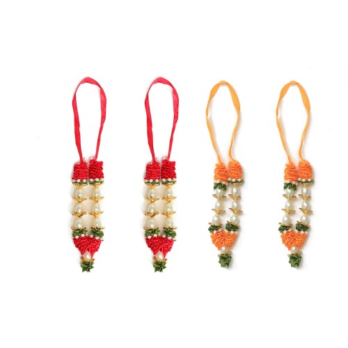 Aditri Creation 造花 リボン ガーランド ハール マラ 4個セット アイドル マーラ 神 ラクシュミ ガネ..