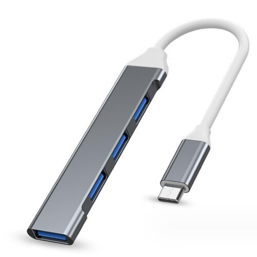 USBハブ ダブル接続方式 4in1 3in1 スリム ポータブル 分配機 増設 分岐 TYPE-C ドッキングステーション モバイルタイプ USB2.0 macbook (グレー/TYPE-C接続/ケーブル)