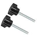 CoCud スタークランプノブ M6 x 50mmオススレッド 31mm ヘッダ プラスチック製親指 スクリューグリップハンドノブ ねじ付きボルト ブラック 旋盤機械用 2個入り