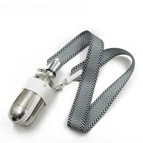 SITEDAN ドリンクカップホルダー 持ち歩き 水筒カバー ペットボトルホルダー ショルダー 肩掛け PUレザー カップホルダー 革 幅広ベルト おしゃれ 登山 旅行 散歩 (白)