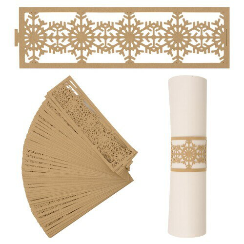 URROMAナプキンリング,クリスマスクラフト紙スノーフレークナプキン留め具中空ナプキンリング装飾バレンタインデー感謝祭記念日ディナー用50個