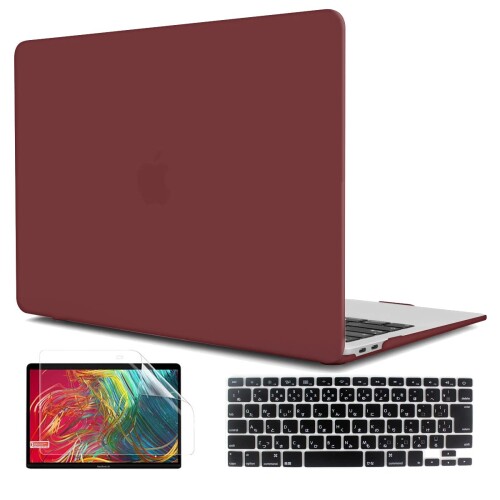 TwoL 2016 2017 MacBook Pro 13 インチ ハードケース＋日本語 キーボードカバー（JIS配列) 保護フィルム New MacBook Pro 13 A1708 タッチバー無し対応ワインレッド