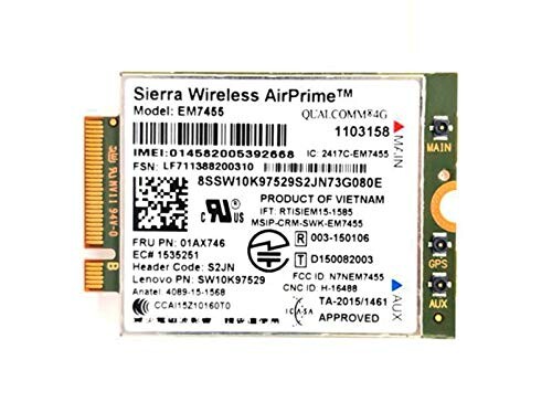 Lenovo純正 01AX746 01AX747 01AX748 Sierra Wireless EM7455 Mobile Broadband LTE 4G ワイヤレスWAN WWANカード for Thinkpad X270, T470, T470p, T470s, P71, P51, P51s, T570, X1 Carbon 5th, X1 Yoga 2nd, X1 Tablet 2nd, 25 (20K7) 25周年記念モ