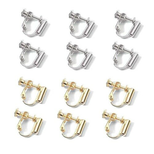 ピアス イヤリングコンバーター 縦型 ゴールド シルバー 2色 12個入り 手芸 手作り用 耳穴なし ネジバネ式 アクセサリ ーパーツ