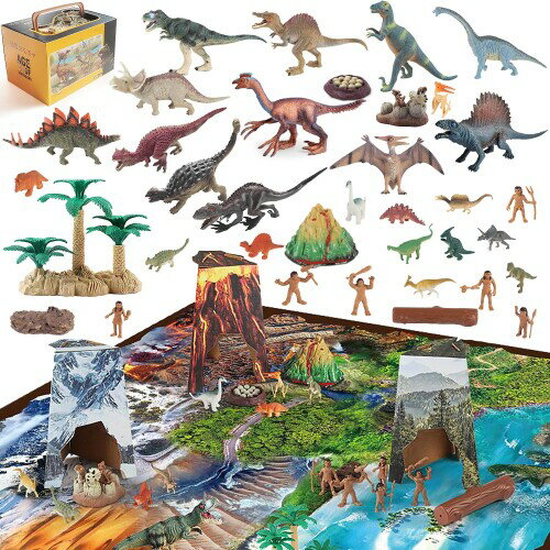 UQTOO 恐竜フィギュアセット 子供 恐竜遊び 大型マップ 付属 男の子 女の子 誕生日のプレゼント クリスマスプレゼント 定番おもちゃ 恐竜おもちゃ