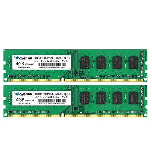 2x4GB DDR3L 1600MHz 12800U UDIMM PC3 PC3L 12800 UDIMM 1.35V / 1.5V CL11 2RX8 ECC Aobt@[hfAN240sfXNgbvRs[^[RAMRs[^[W[