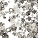 座金 ビーズ アクセサリーパーツ 50g 金古美 アソートセット ゴールド シルバー (シルバー)