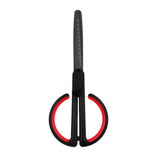 はさみ ハサミ プレミアム フッ素コート ベタつかない 事務用 ステンレス 目盛はさみ レッド