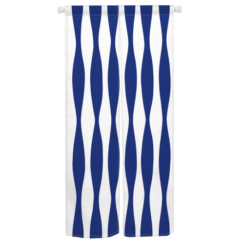 Qinunipoto のれん 北欧 青い線 シンプル風 暖簾 幅85×丈170cm インテリア 目隠し おしゃれ すだれ 遮光 部屋 間仕切り ロング カーテン 麻調ポリエステル製 オーダー可 冷/暖気遮断 簡単取付