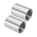 PATIKIL 304ステンレス鋼パイプ継手 G1" x G1" メススレッド 2個 2インチ/50mm 長さ ニップル鋳造パイプカップリング継手 直径38 mm