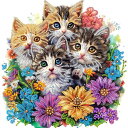 LEADINTOP ダイヤモンドアート 猫 花 不規則ビーズ 30X30cm かわいい ダイヤモンドペインティング ビーズアート キット モザイクアート 人気 ...
