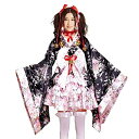 (Joel's Store) メイド着物風コスチューム ロリータ洋服 花魁浴衣ドレス 和服コスプレ ハロウィン コスチューム セット (ピンク, L)