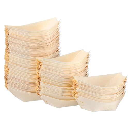 Frcolor たこ焼き 舟皿 250個入 経木 蛸焼き ピック たこ焼き盛り皿 寿司皿 使い捨て 皿 さら 使い捨て容器 防水 防油 漏れ防止 クラフト紙 スナック 家庭用 業務用