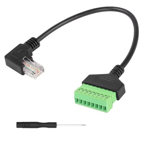 SinLoon RJ45ネジ端子、イーサネットRJ45オスプラグから8ピンネジ接続プレートコネクタ、左90度曲げ、Cat7 Cat6 Cat5 Cat5eイーサネットエクステンションCCTVデジタルDVRネットワークアダプター延