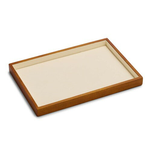 Woodten 木製 ジュエリートレイ 無仕切り ベージュ超?内張り 天然木 アクセサリー整理 ギフト対応