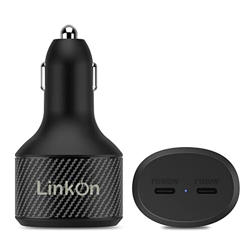 LinkOn 130W USB-C車用充電器、100W PD3.0 PPSおよび30W PD3.0ポート、マックブック,サムスン,MacBook HP Dell Lenovo MSI ASUS Acer Apple iPhone iPad Huawei FCP SCPアップル用