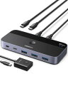 UGREEN 10Gbps USB-C切替器 USB3.2 2 台のPCでUSB-C＆A デバイスを共有 Mac用 4ポート USB-C3.2 スイッチャー キーボード/マウス/ウェブカメラ/USBマイク/プリンタを切り替え 2台のUSB Cラップトップ用、USB