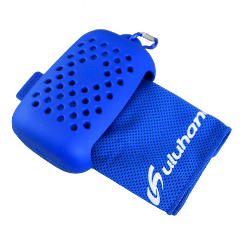 uluhana ひんやり冷却タオル シリコン収納ケース付 100×30cm (ブルー)