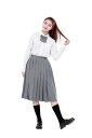 (YIWASTAR) プリーツスカート 蝶結び付き 上品38/45/50/55/60/65/70/85CM (S-5XL) スライド式のウエストアジャスター 制服 高校生 セーラー服スカート コスプレ スクール ハロウィン ロングプリーツ