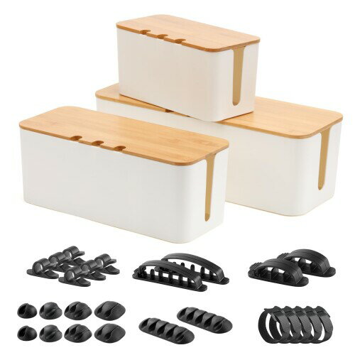 ケーブルボックス 電源タップ コンセント隠し 配線ボックス コードケース 整理用 配線すっきり 充電ケーブル 収納 コードまとめ ケーブルホルダー20点・収束バンド5本付き(3個セット ホ