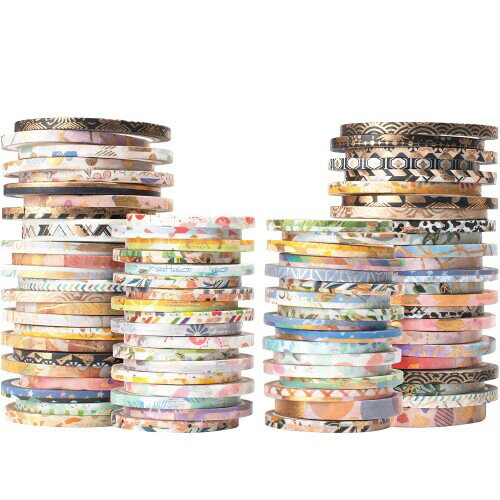 YUBX マスキングテープ 80個以上 ランダムパターン セット 非常に細かい 和紙テープ ふくぶくろ 金箔押し DIYクラフト ジャーナル 手帳 プラン ナー...