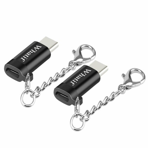 Whatif LightningからUSB-C 変換アダプタ 充電と高速データ転送 アルミニウム合金製 チェーン付き