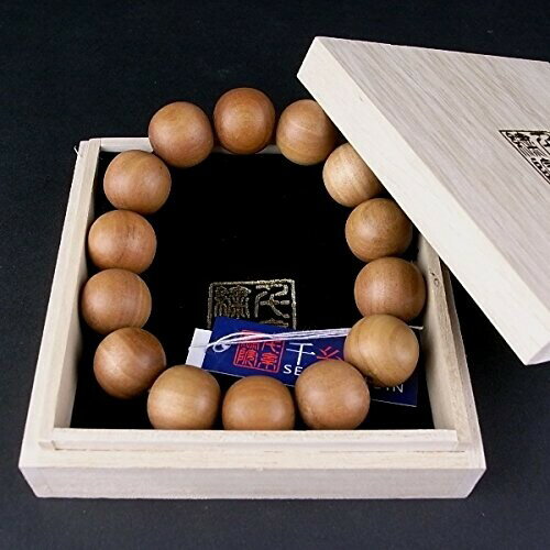 (千糸繍院) 真正印度(インド) 白檀(ビャクダン/サンダルウッド ブレスレット/腕輪念珠・数珠 18mm丸珠 4サイズ (LL/14珠)